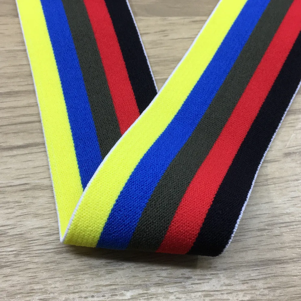 1.5 inch (40mm) Wide Colored Plush Colorful Striped Soft Elastic Band