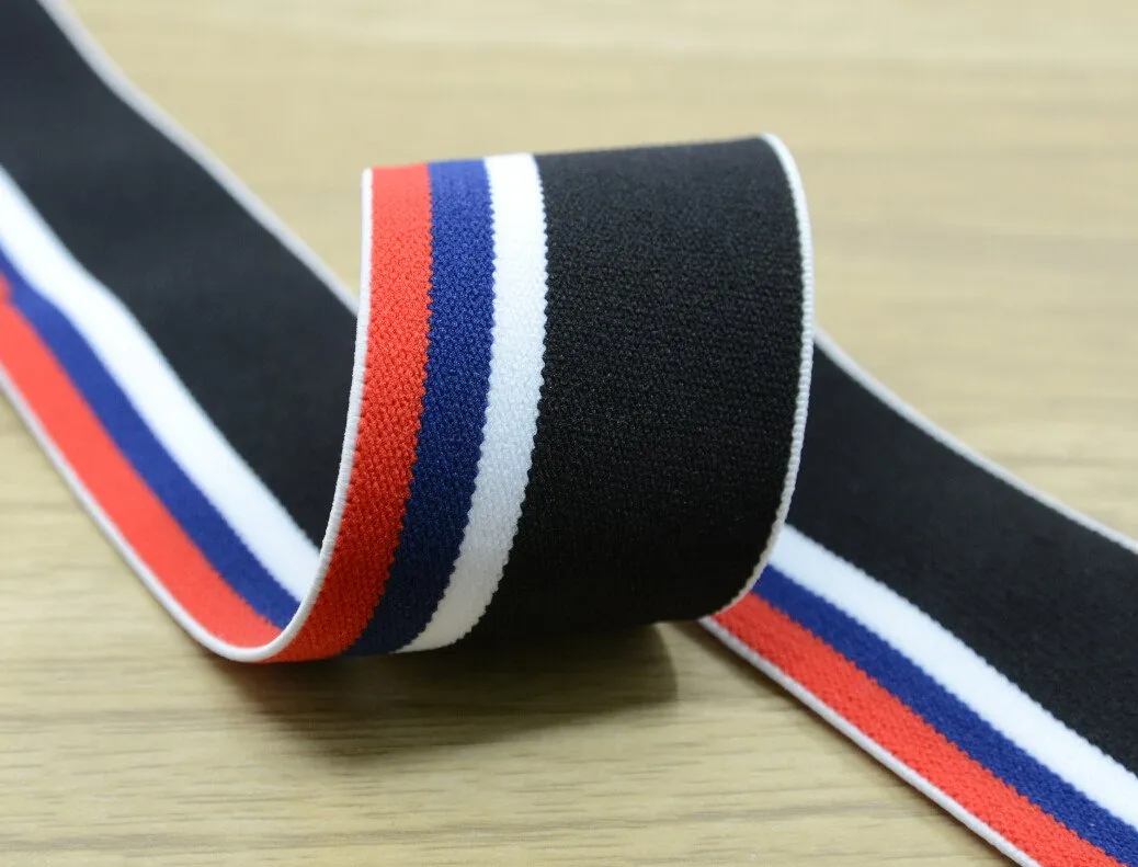 1.5 inch (40mm) Wide Colored Plush Four Colors Striped Elastic Band, Soft Waistband Elastic, Elastic Trim, Elastic Ribbon, Sewing Elastic