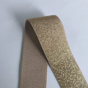 1.5inch 38mm Wide Gold Glitter Khaki Waistband Elastic by the Yard