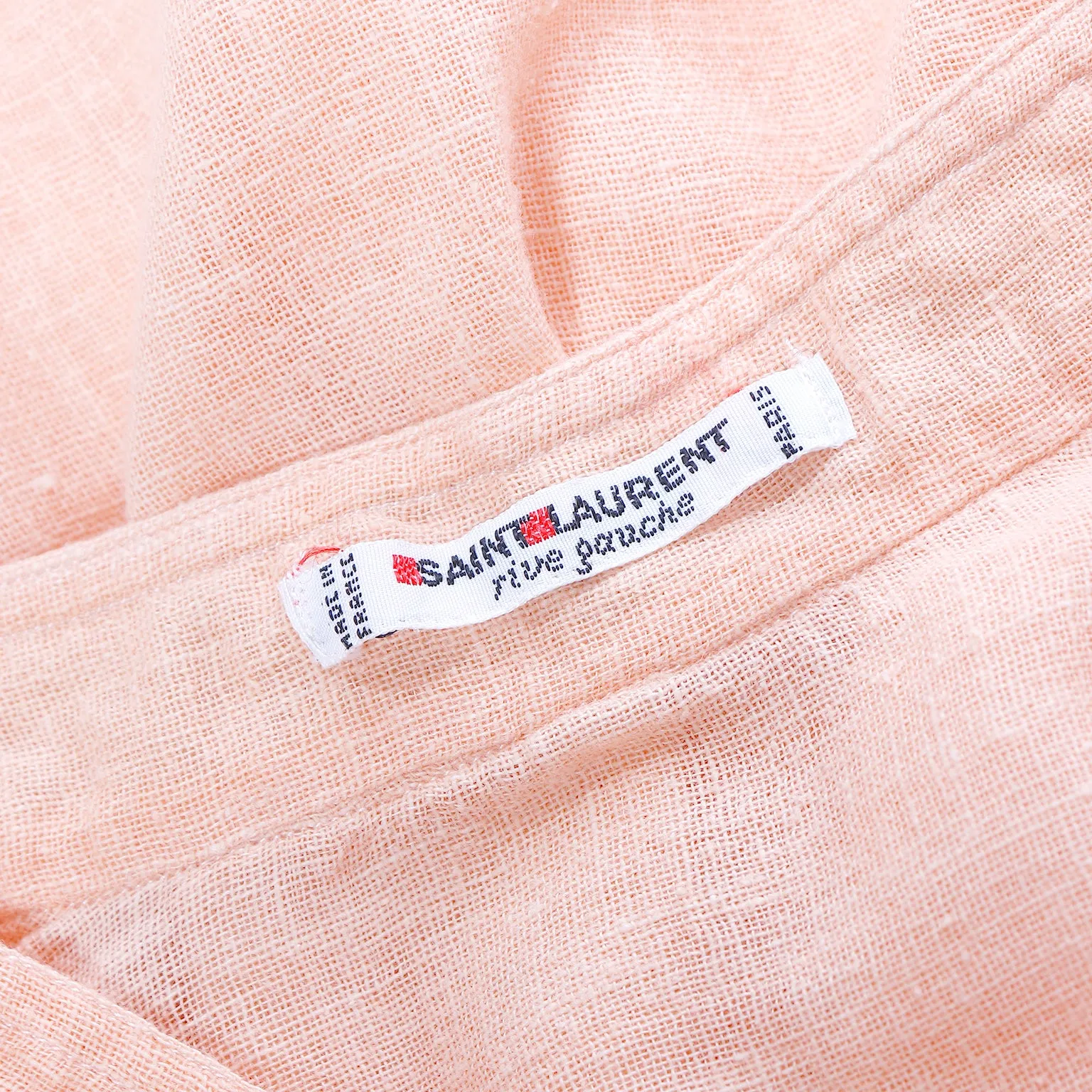 1970s Yves Saint Laurent YSL Peach Gauze Peasant Top