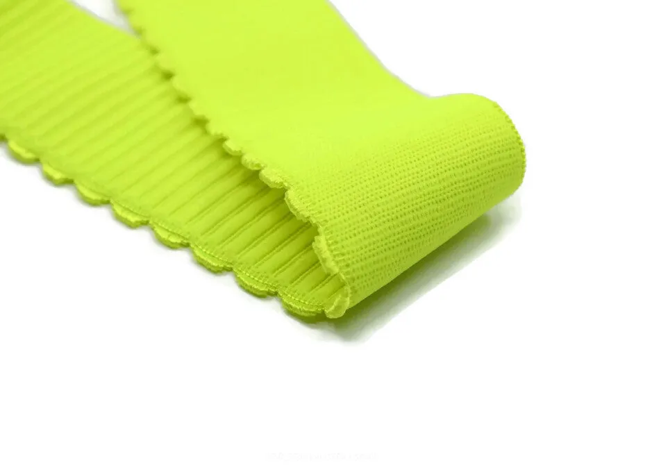 2 inch ( 50mm ) Wide Colored Comfortable Plush Elastic Band with Wavy Edge - 1 Yard