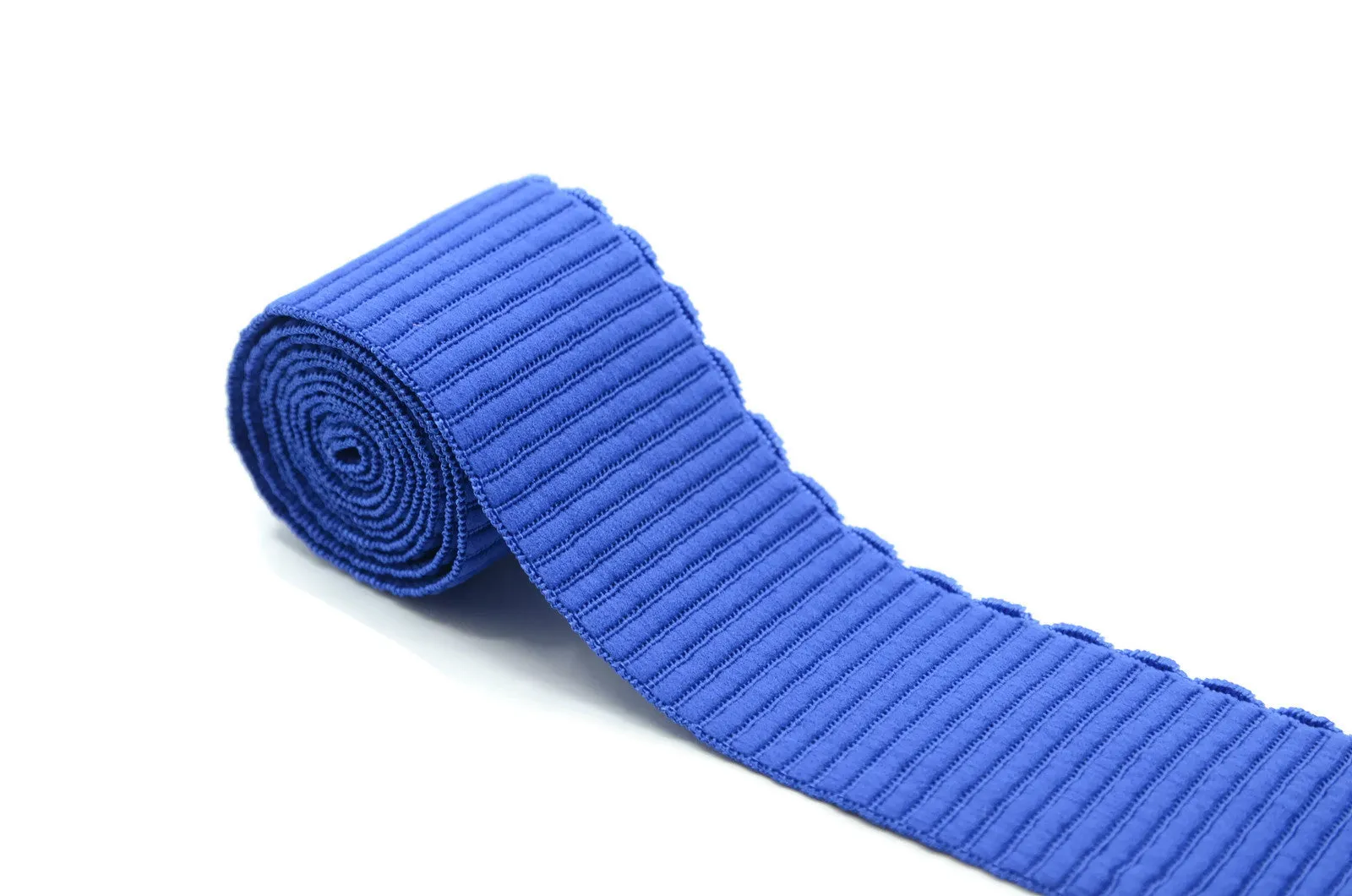 2 inch ( 50mm ) Wide Colored Comfortable Plush Elastic Band with Wavy Edge - 1 Yard