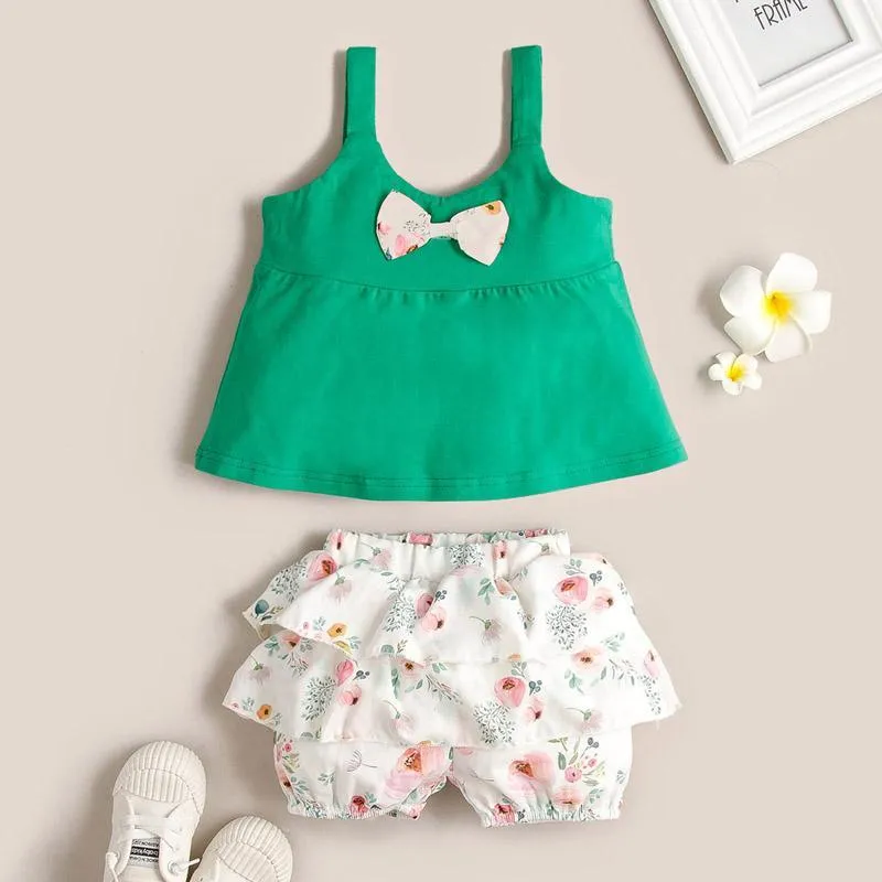 2-piece Sling Solid Tops & Skirt for Baby Gilr