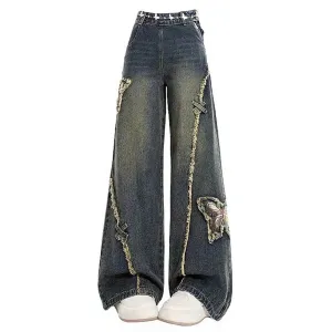 Aesthetic Butterfly Flared Jeans