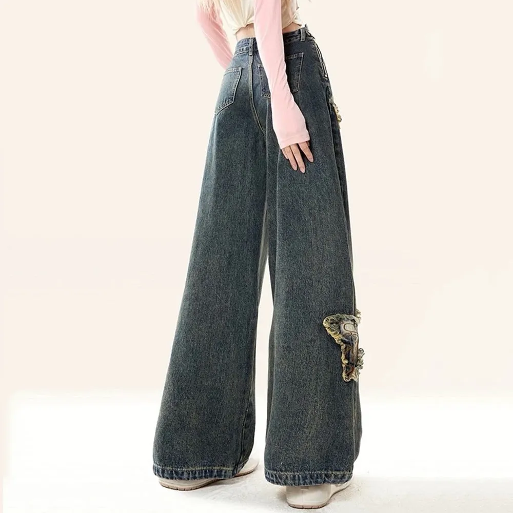 Aesthetic Butterfly Flared Jeans