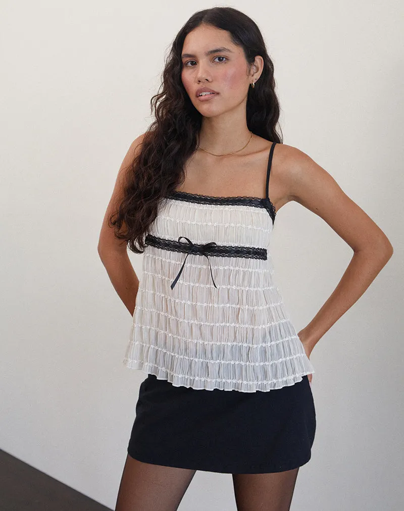 Elegant Ivory Textured Chiffon Ancika Cami Top for Effortless Style