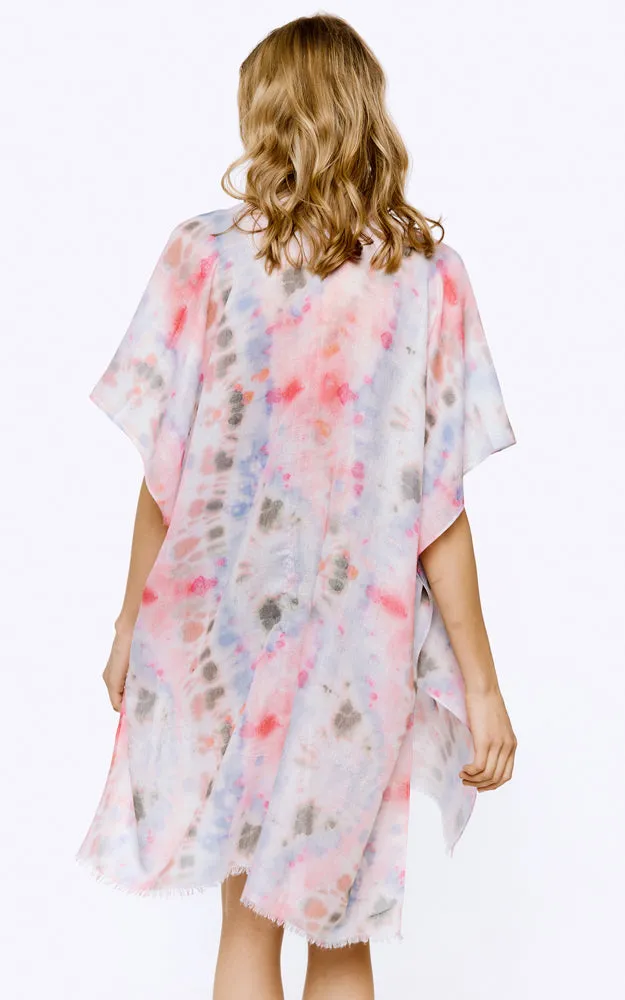 BAAP8068 Tie Dye Pattern Cover Up Kimono