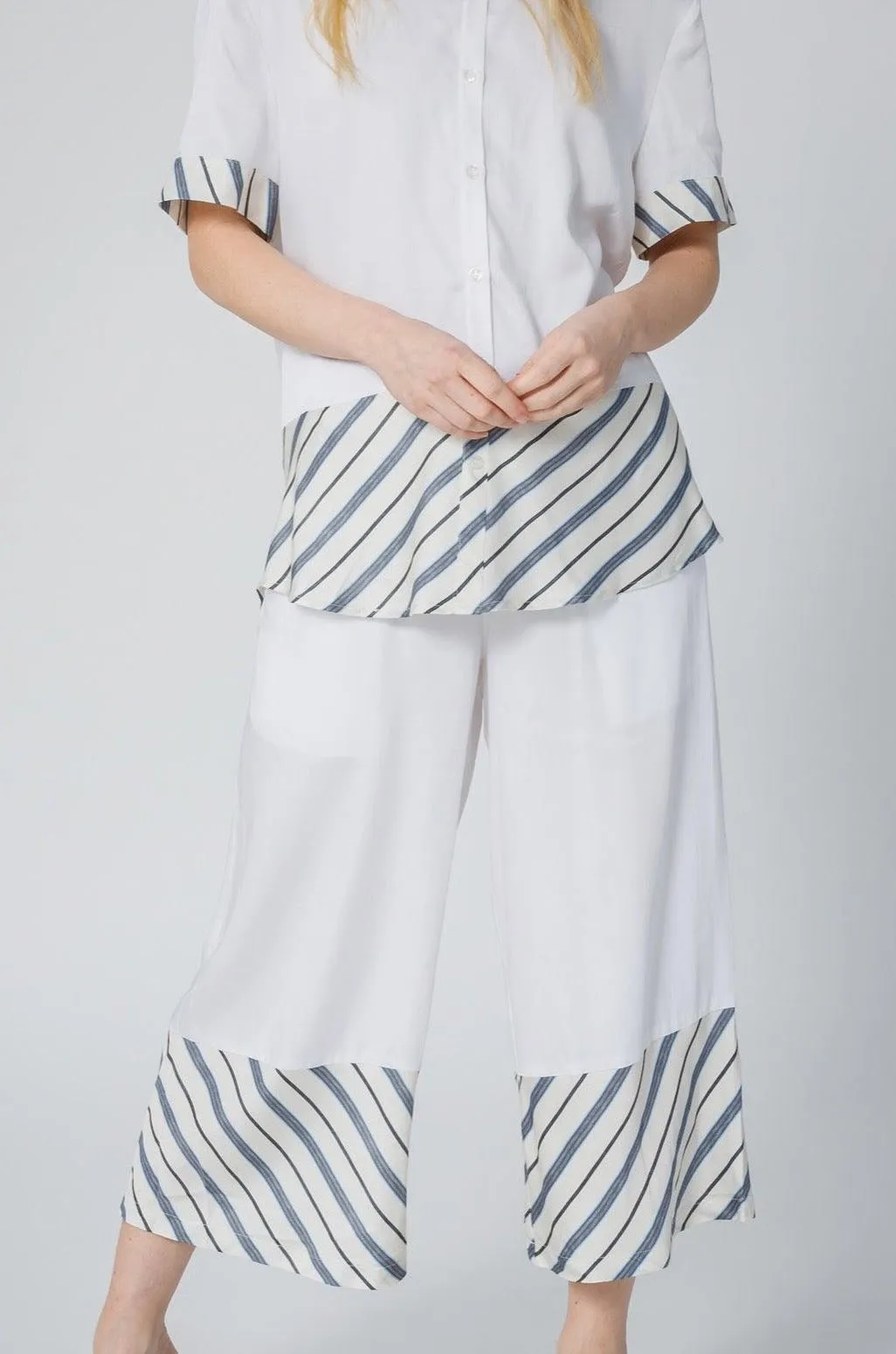 Bamboo Stripe Inset Cropped Pajama Pants