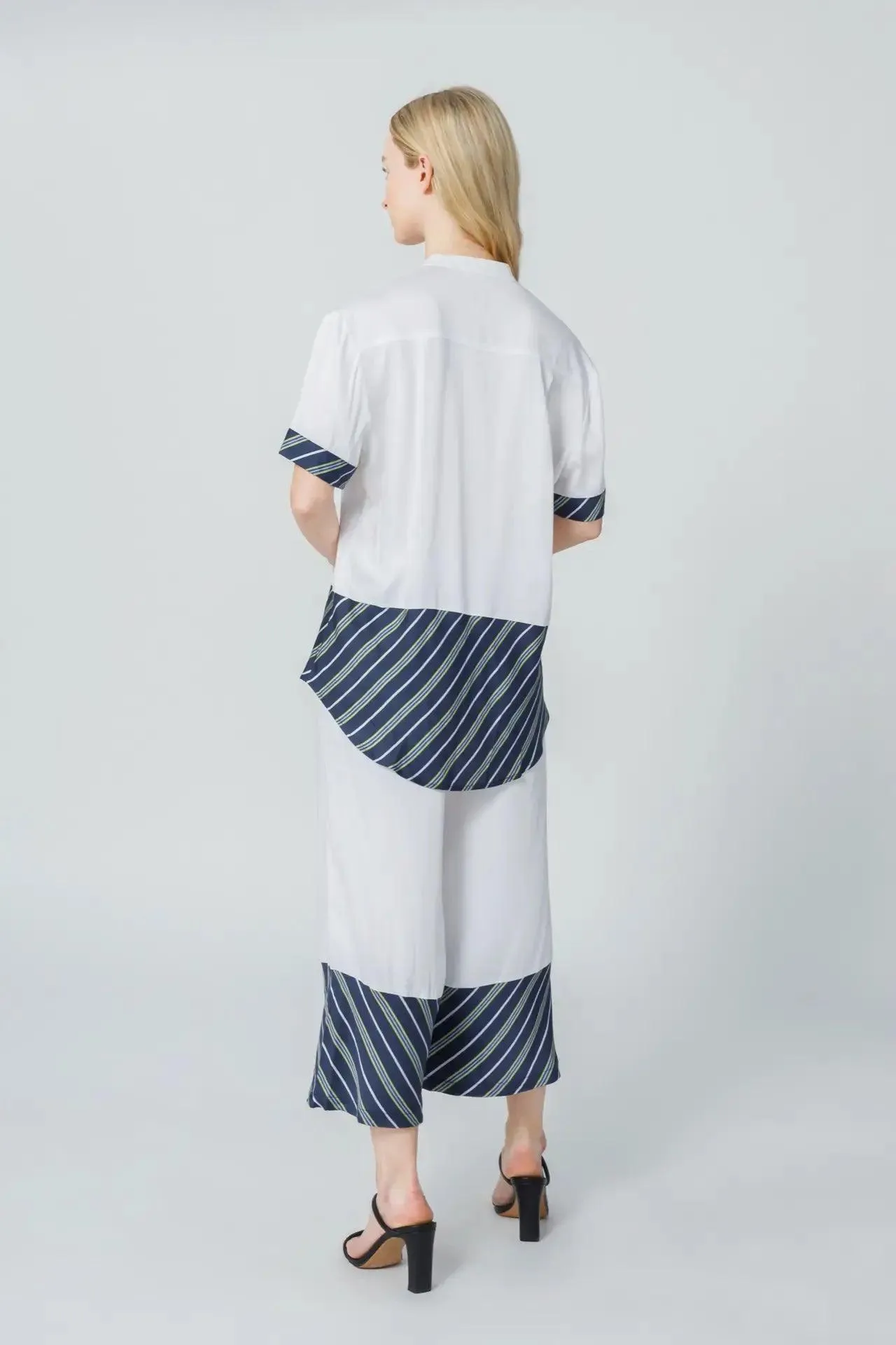 Bamboo Stripe Inset Cropped Pajama Pants