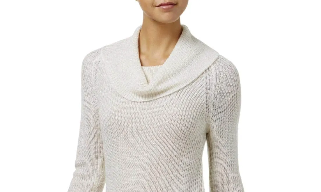 BCX  Women's Textured Cowlneck Twist-Front Sweater White Size Large