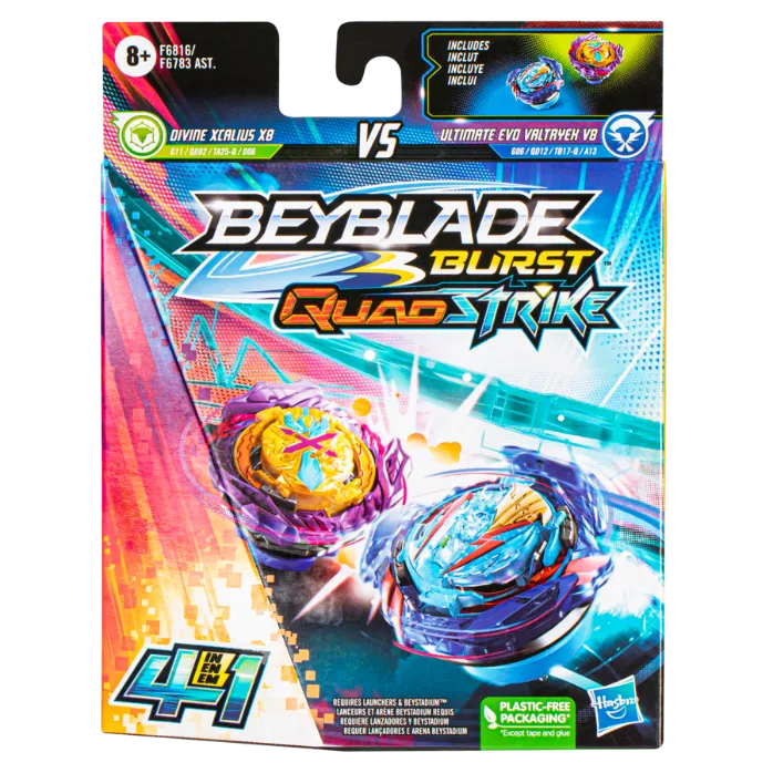 Beyblade Burst Quadstrike Ultimate Evo Valtryek V8 And Divine Xcalius X8 Dual Pack