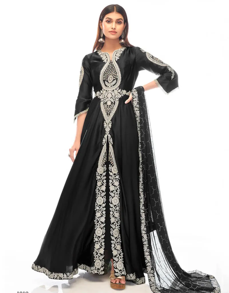 Black Anarkali style Anarkali Japan Satin