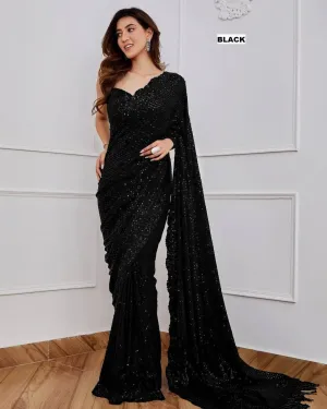 Black Georgette All Over Luxury Sequins Saree