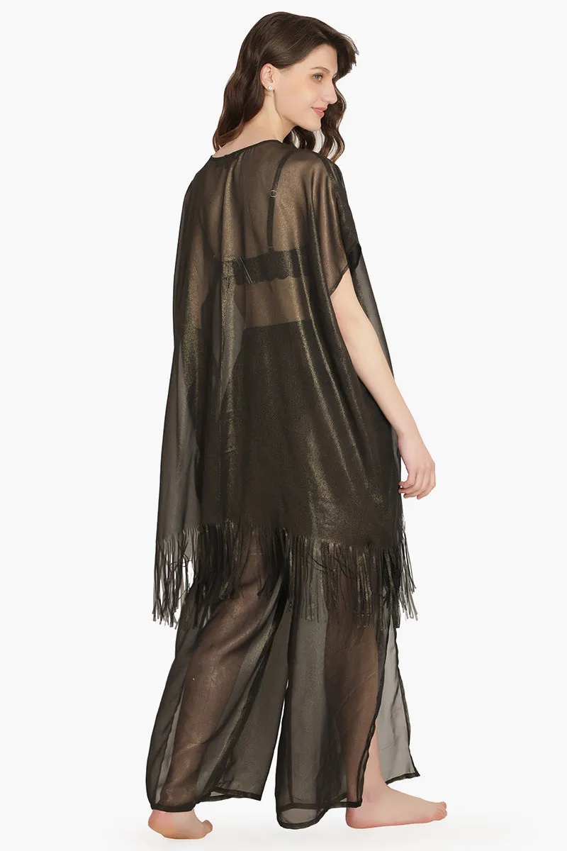 Black Shimmer Sheer Cover Up