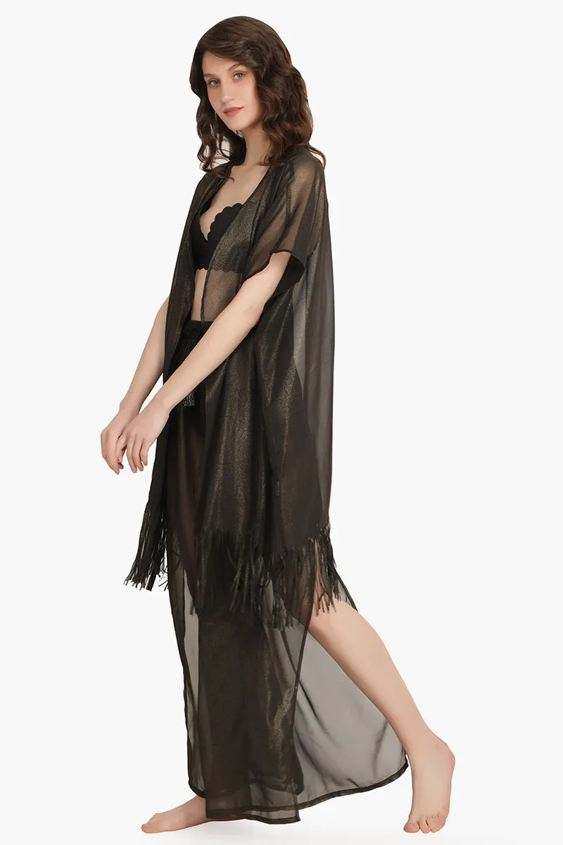 Black Shimmer Sheer Cover Up