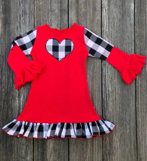 Black White Gingham Valentines Day Dress