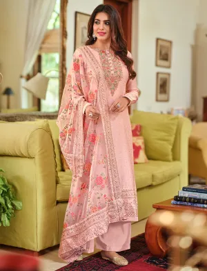 Blush Pink Viscose Silk Designer Pakistani Salwar Suit