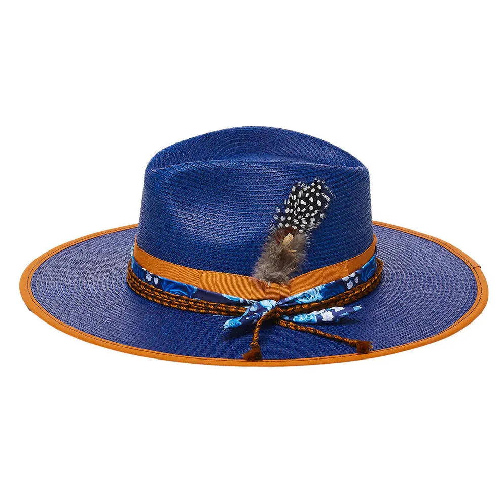 California Hats Aquamarine - Wide Brim Straw Fedora Hat