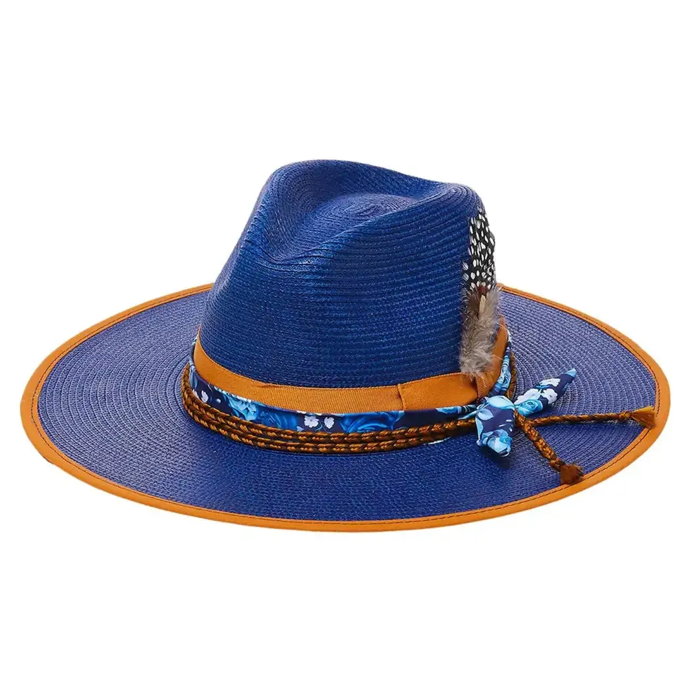 California Hats Aquamarine - Wide Brim Straw Fedora Hat