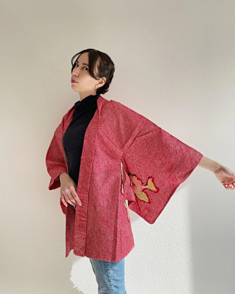 Camellia Shibori Haori Kimono Jacket