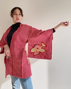 Camellia Shibori Haori Kimono Jacket