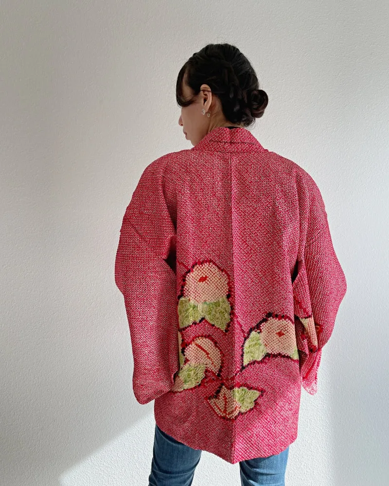 Camellia Shibori Haori Kimono Jacket