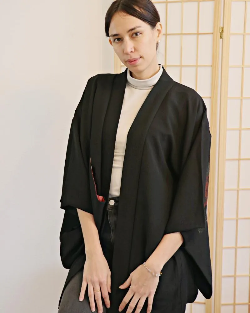 Chrysanthemum Sonata Black Haori Kimono Jacket