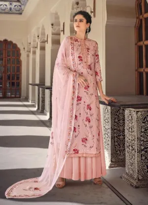 Cotton Silk Floral Printed Pink Women Salwar Suits Dress material