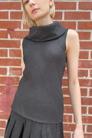 Cowl Neck Sleeveless Top in Black