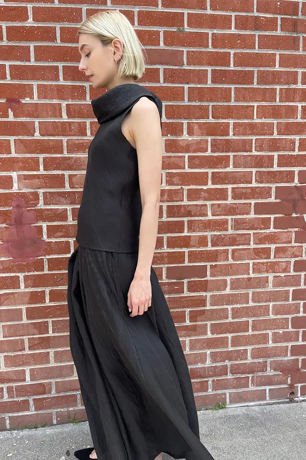 Cowl Neck Sleeveless Top in Black