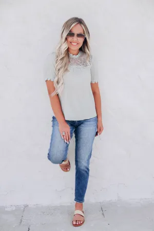 Dazzling Lace Blouse - Sage