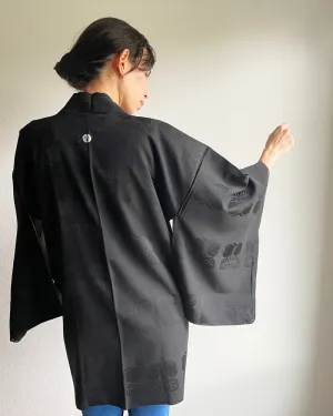 Enshu Camellia Black Haori Kimono Jacket