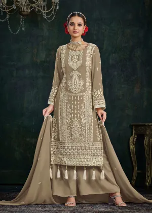 Ethereal Beige Foil Mirror Embroidered Palazzo Salwar Suit