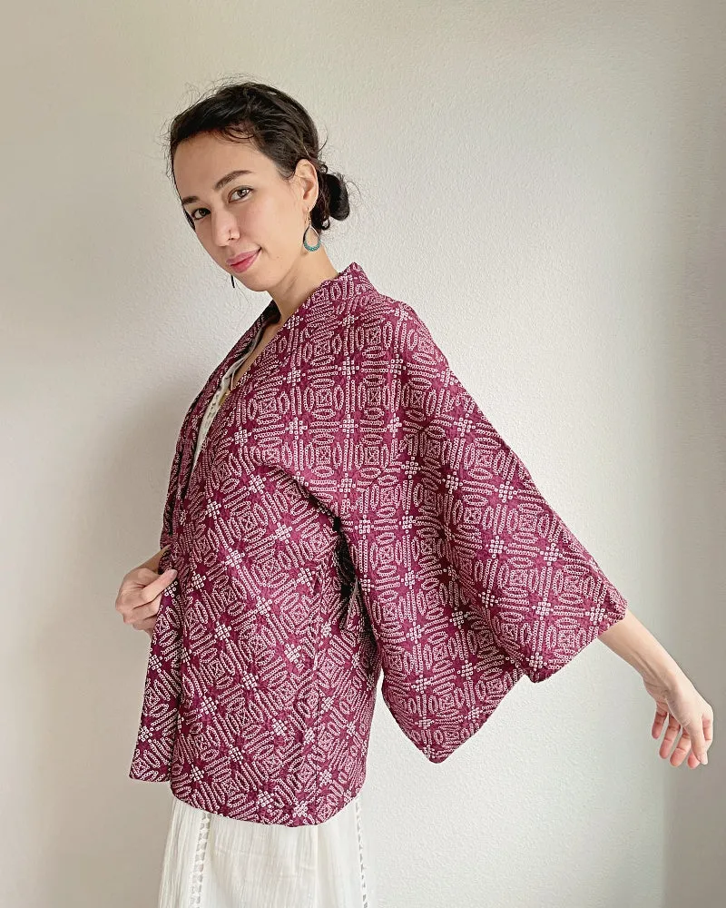 Exotic Geometric Shibori Kimono Jacket