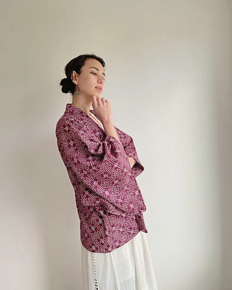 Exotic Geometric Shibori Kimono Jacket