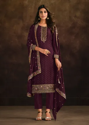 Fancy Georgette Radiant Purple Pakistani Style Salwar Suit