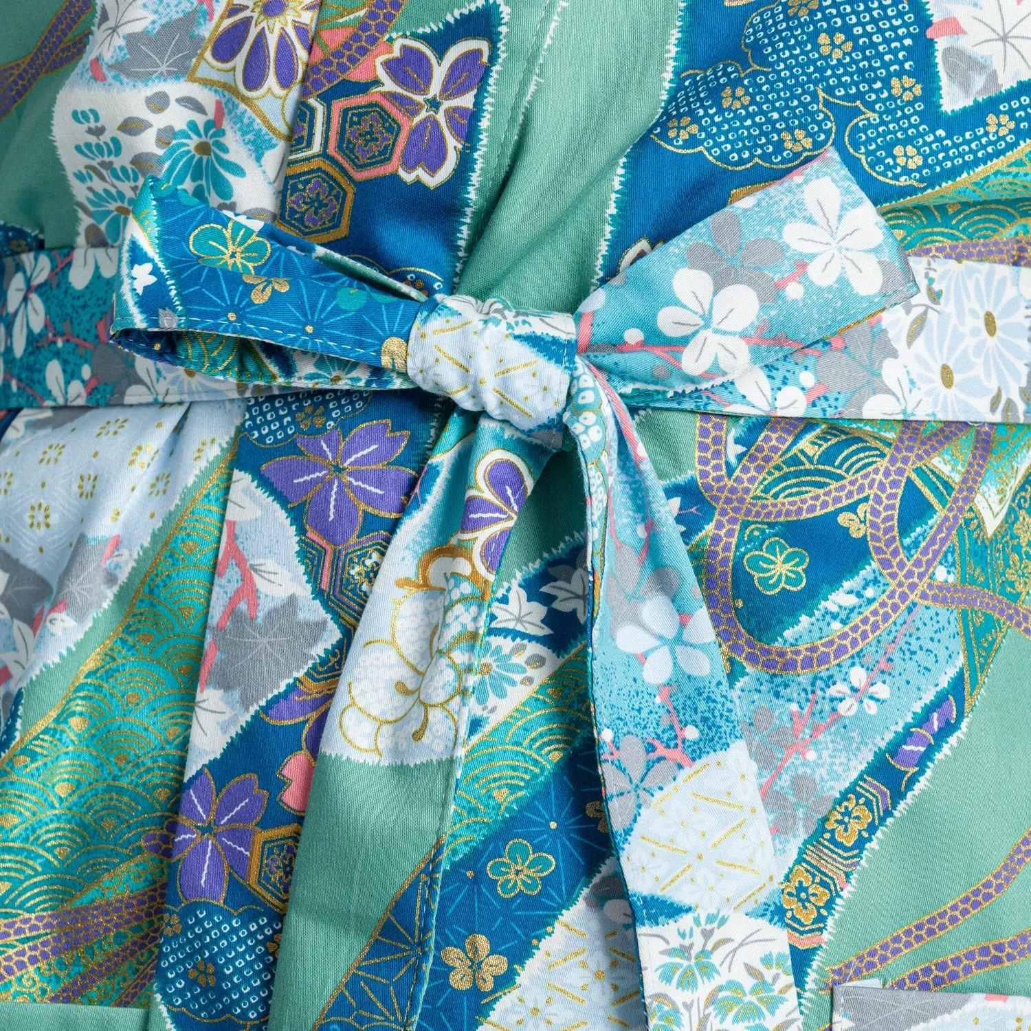 Green Ribbon Short Japanese Cotton Yukata