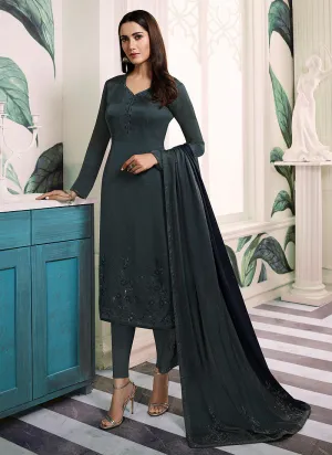 Grey Embroidered Salwar Kameez Suit