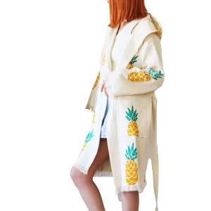 Handmade Natural Cotton Turkish Towel Ananas Kimono Cover Up Bathrobe