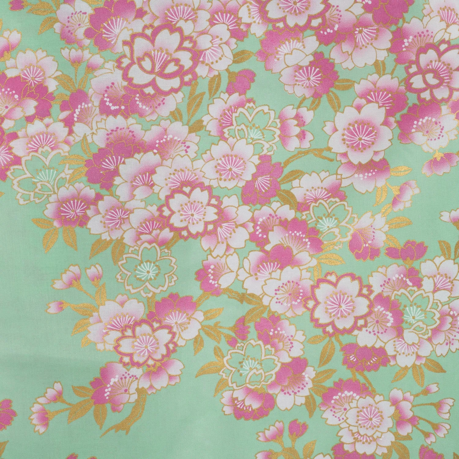 Jade Green Cherry Blossom Long Japanese Kimono