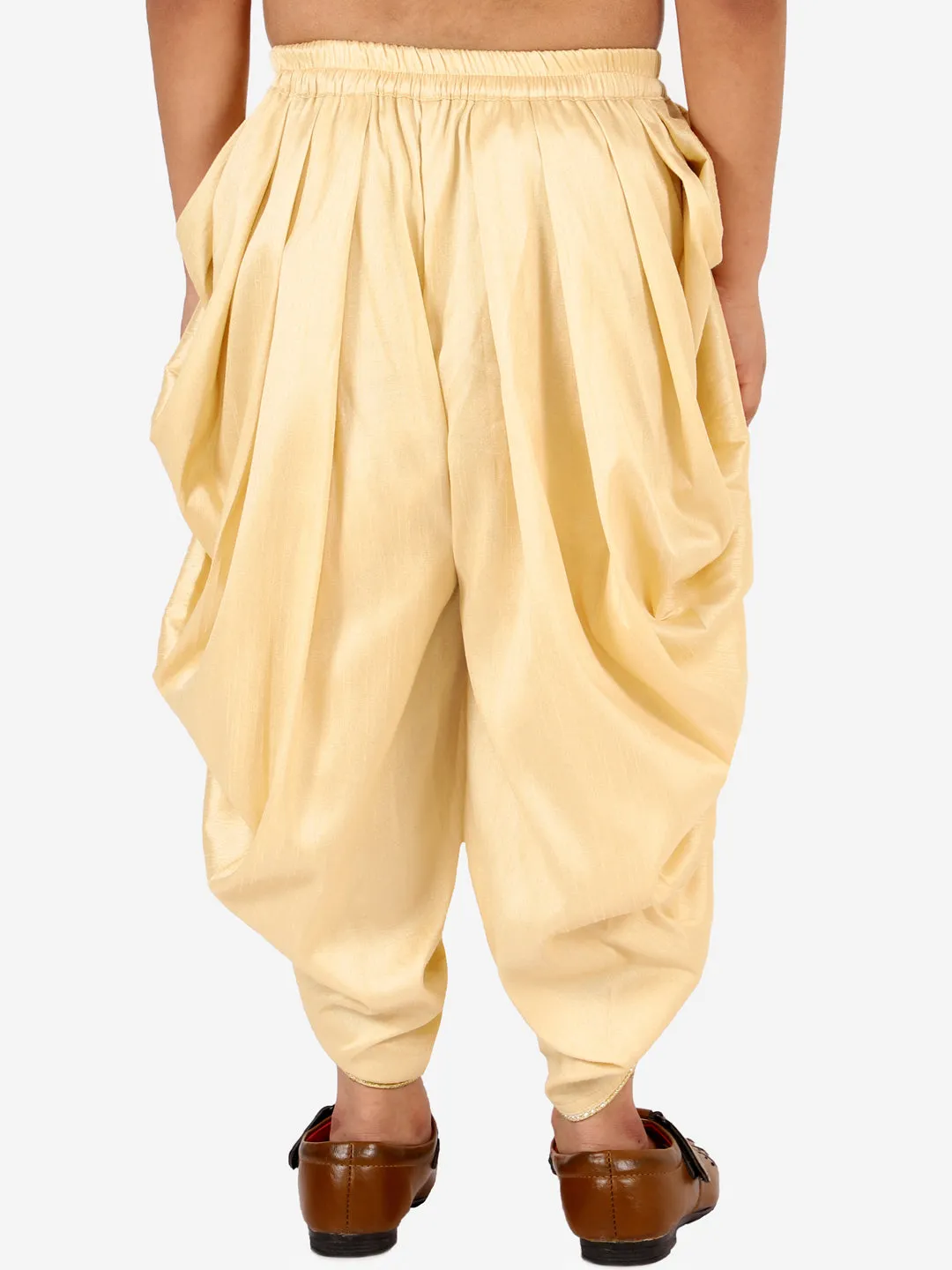 Jashvi Boys' Gold Silk Blend Solid Dhoti Pant