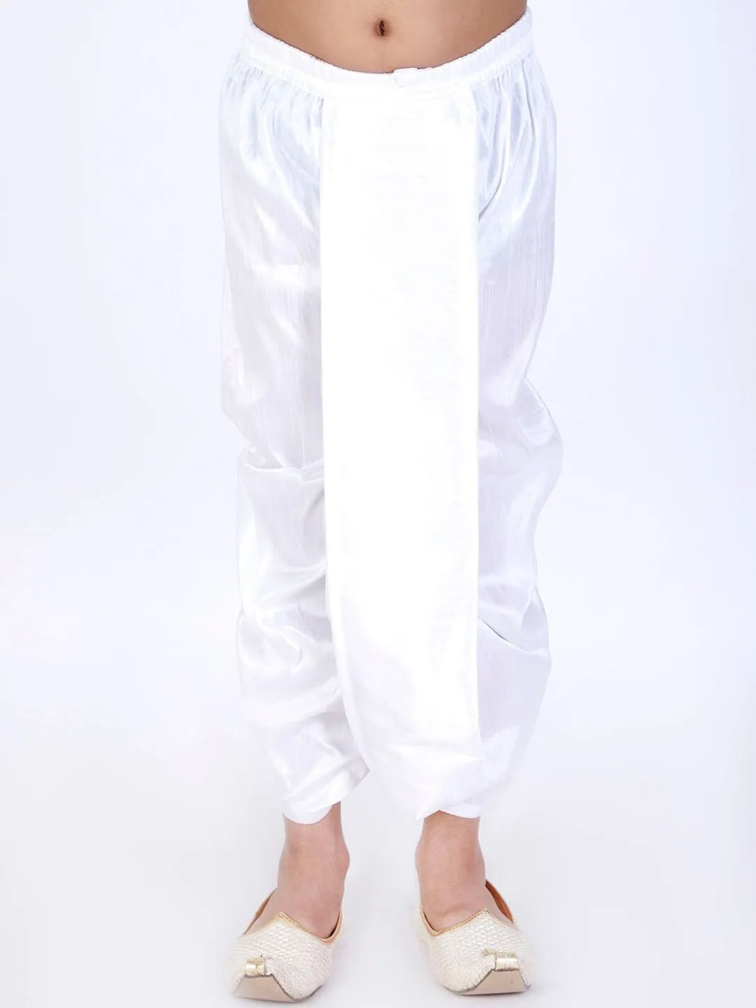 Jashvi Boys White Solid Dhoti Pants