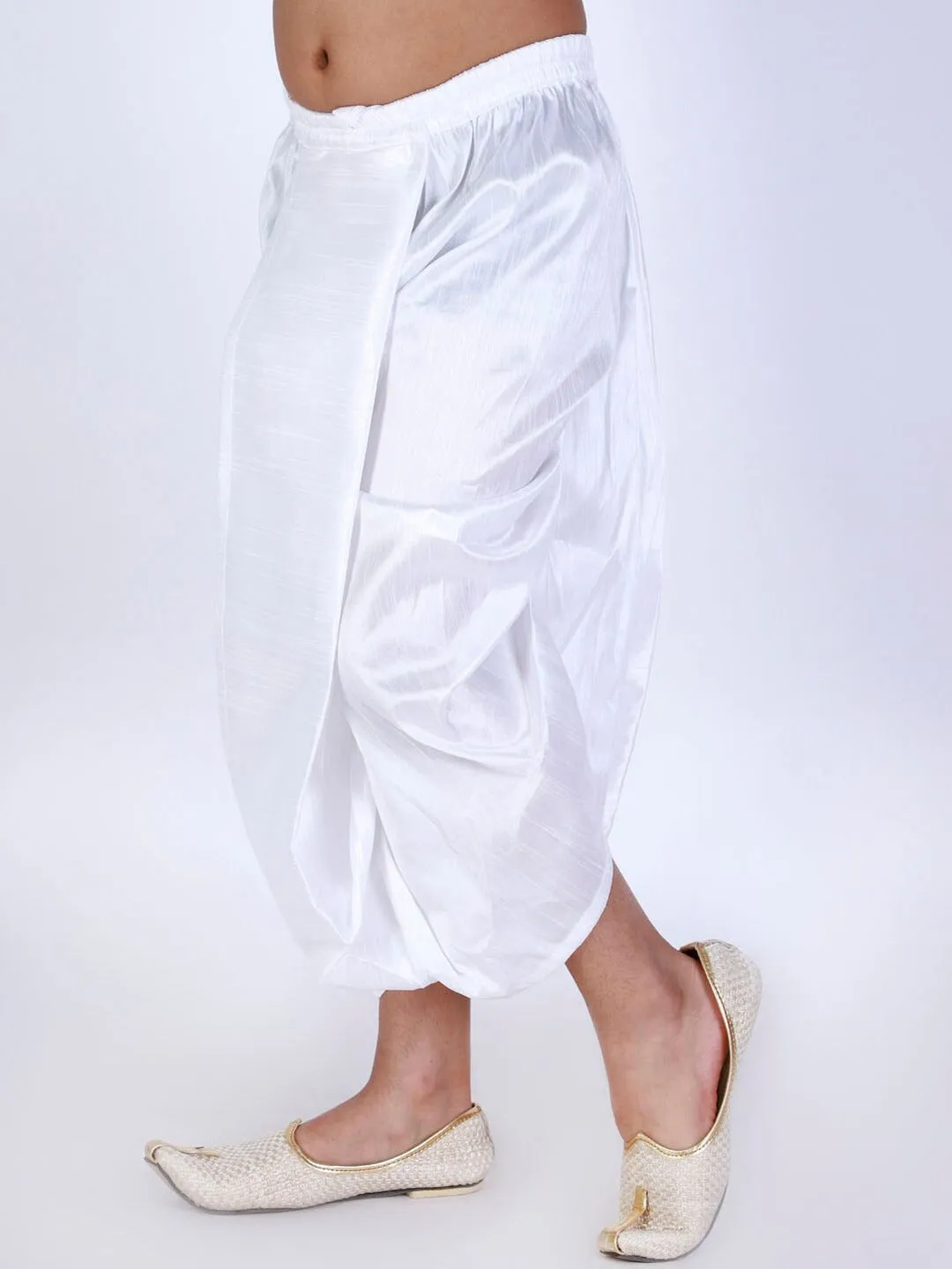 Jashvi Boys White Solid Dhoti Pants