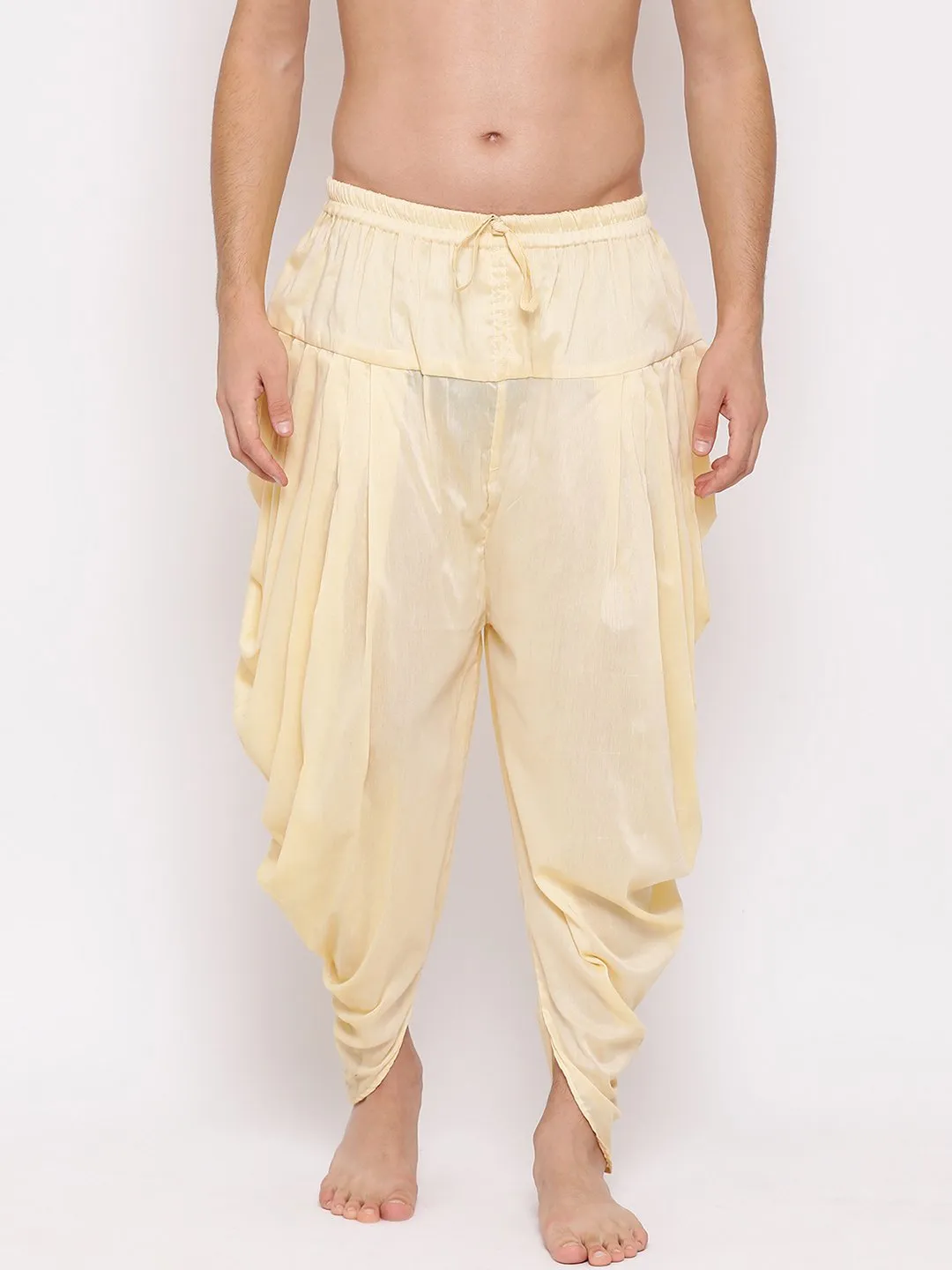 Jashvi Men's Cream Solid Dhoti Pant