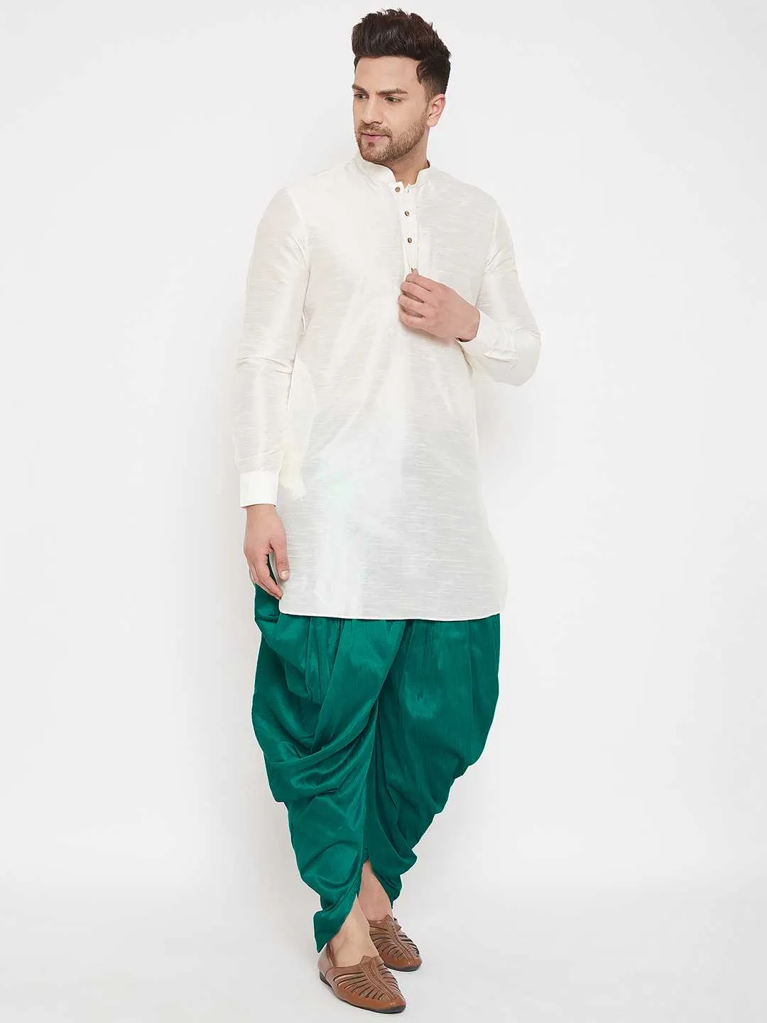 Jashvi Men's Green Dhoti Pants