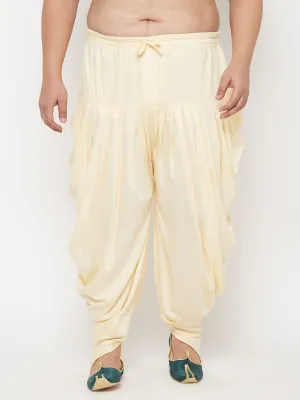 Jashvi Men's PLUS  Size Gold Solid Cowl Dhoti Pants