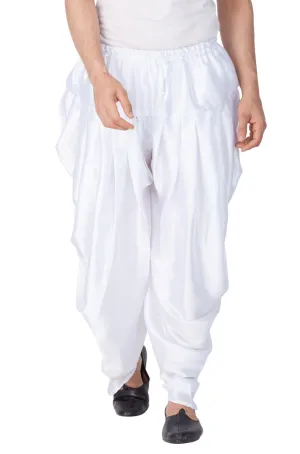 Jashvi Men's White Satin Dhoti