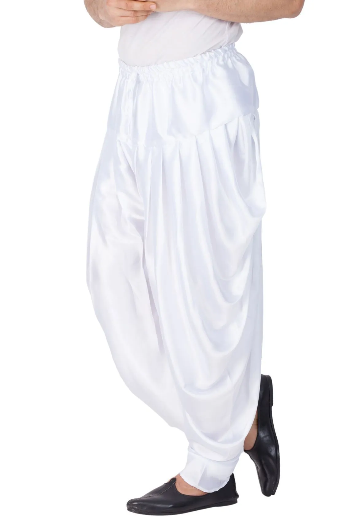 Jashvi Men's White Satin Dhoti