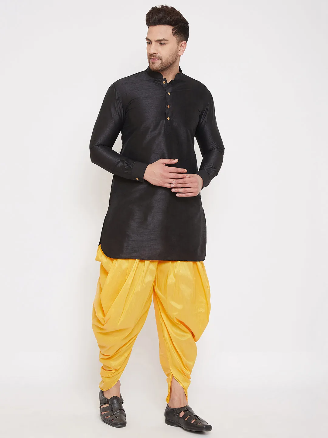 Jashvi Men's Yellow Dhoti Pants