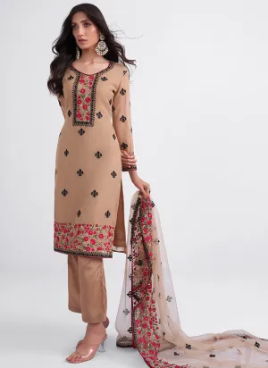 Light Brown Multi Embroidery Festive Salwar Kameez